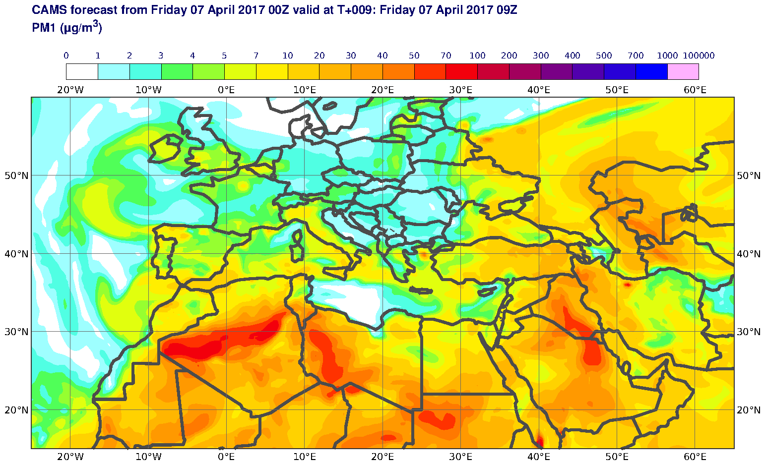 PM1 (μg/m3) valid at T9 - 2017-04-07 09:00