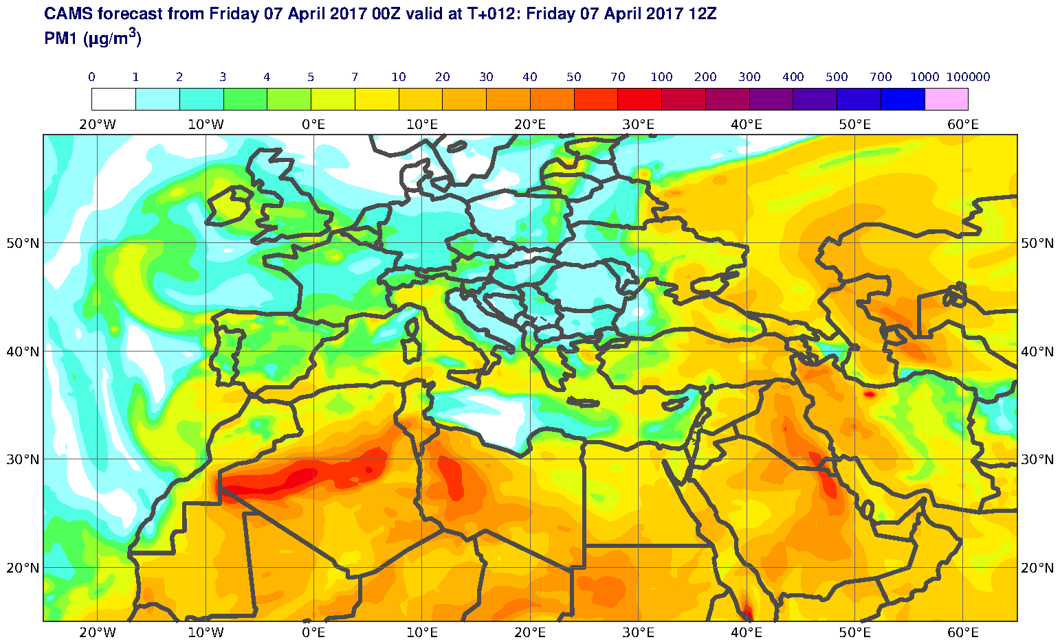 PM1 (μg/m3) valid at T12 - 2017-04-07 12:00