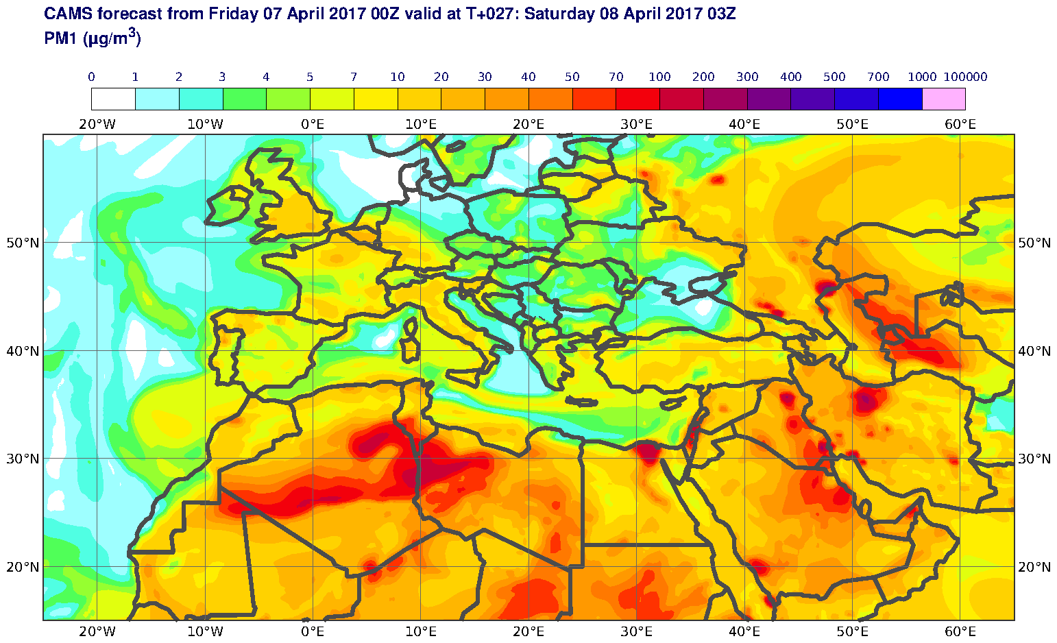 PM1 (μg/m3) valid at T27 - 2017-04-08 03:00