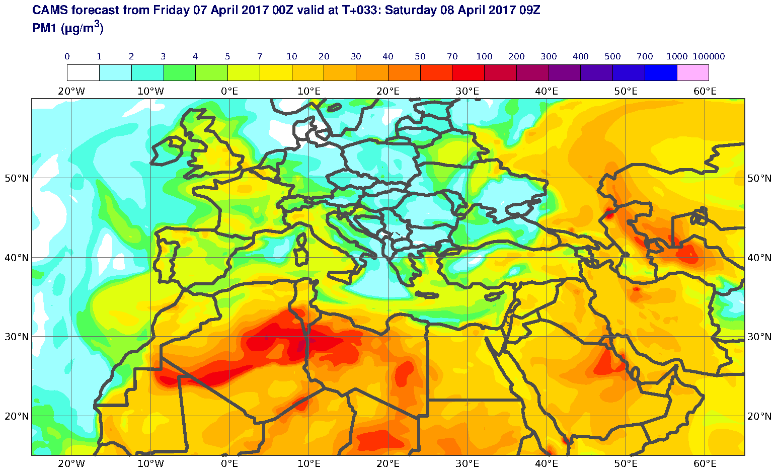 PM1 (μg/m3) valid at T33 - 2017-04-08 09:00