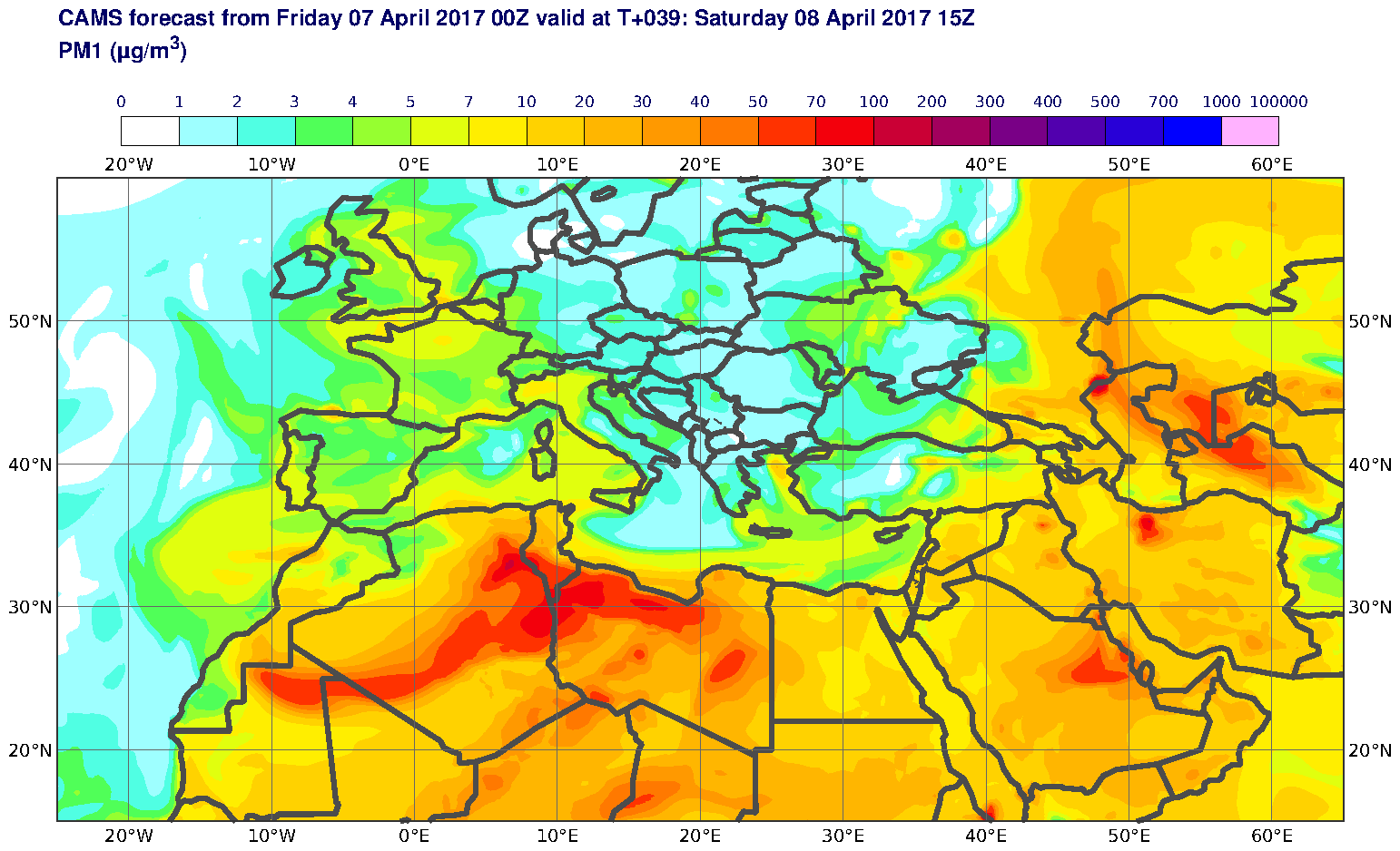 PM1 (μg/m3) valid at T39 - 2017-04-08 15:00