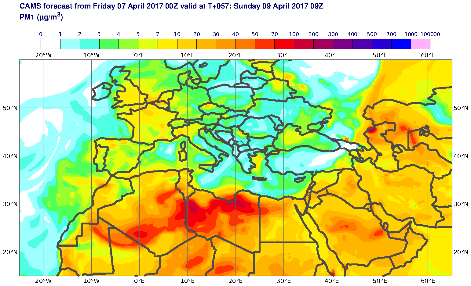 PM1 (μg/m3) valid at T57 - 2017-04-09 09:00