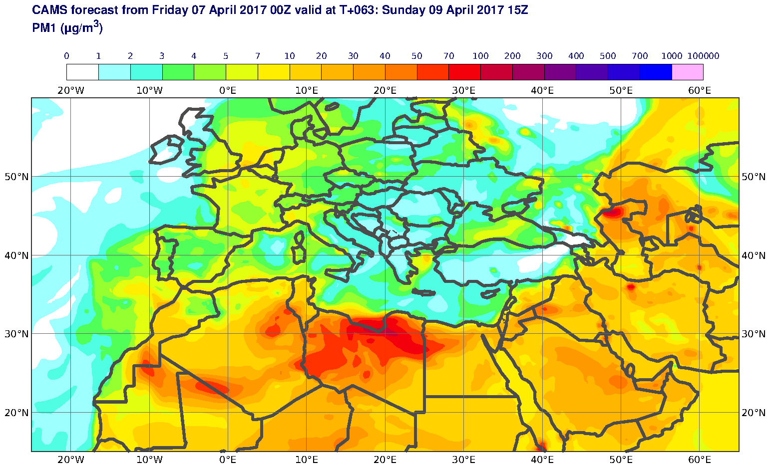 PM1 (μg/m3) valid at T63 - 2017-04-09 15:00