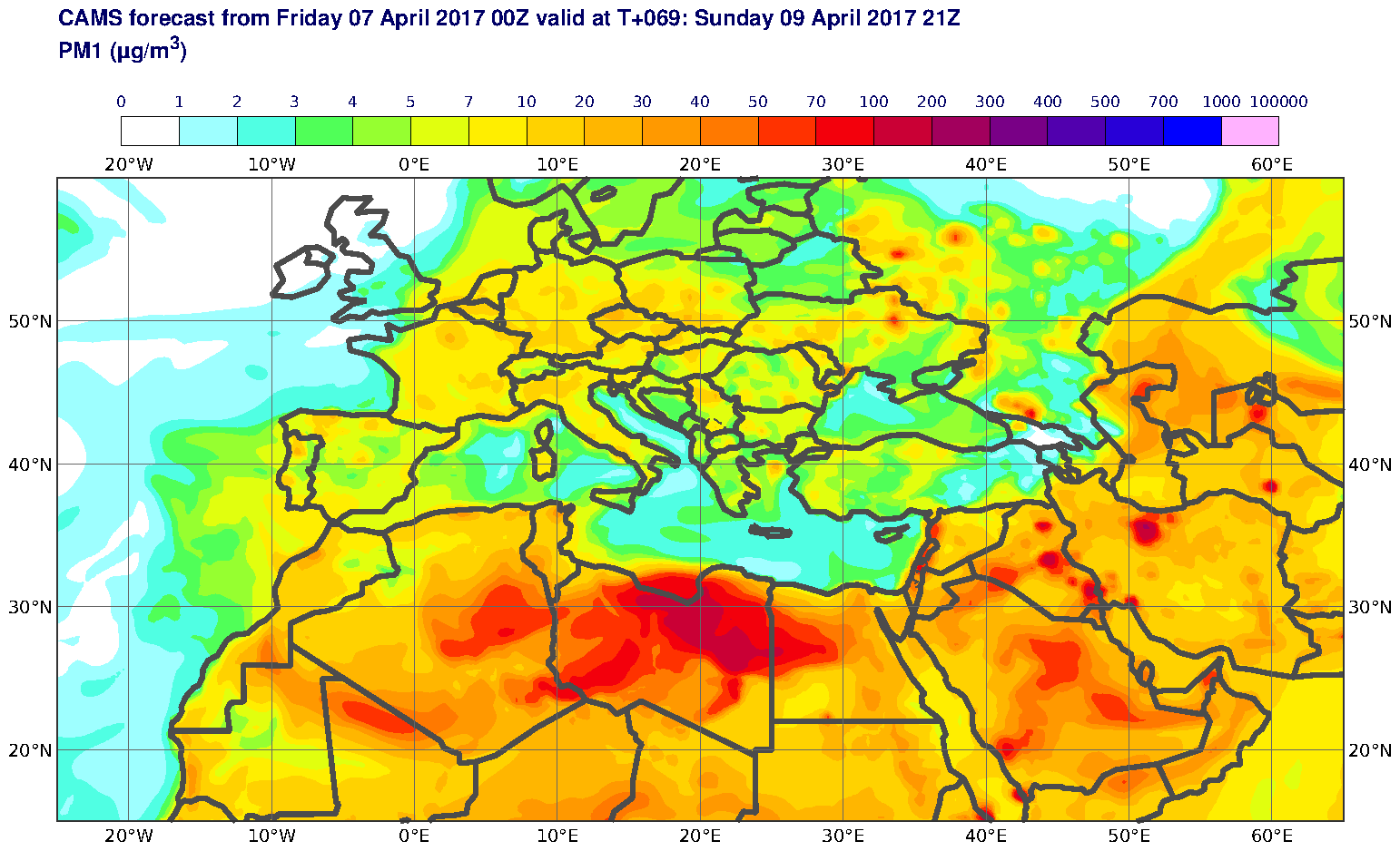 PM1 (μg/m3) valid at T69 - 2017-04-09 21:00