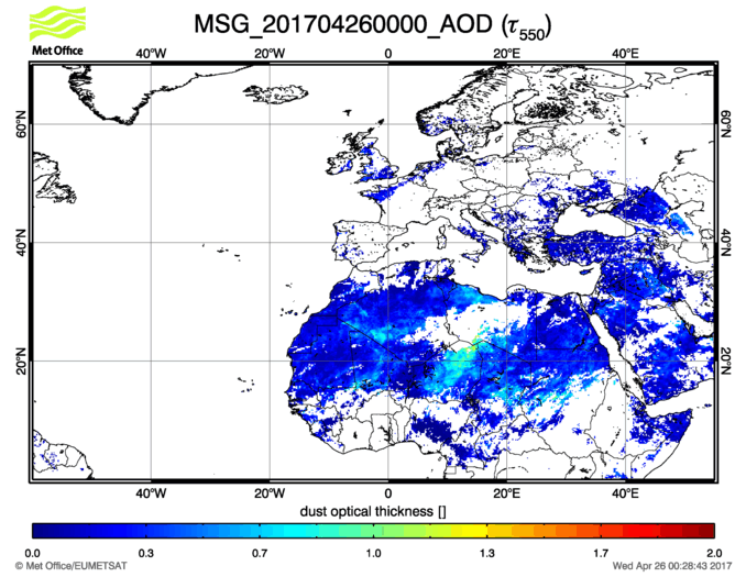 Aerosol Optical Depth - 2017-04-26 00:00