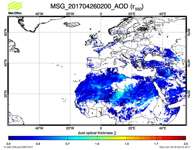 Aerosol Optical Depth - 2017-04-26 02:00