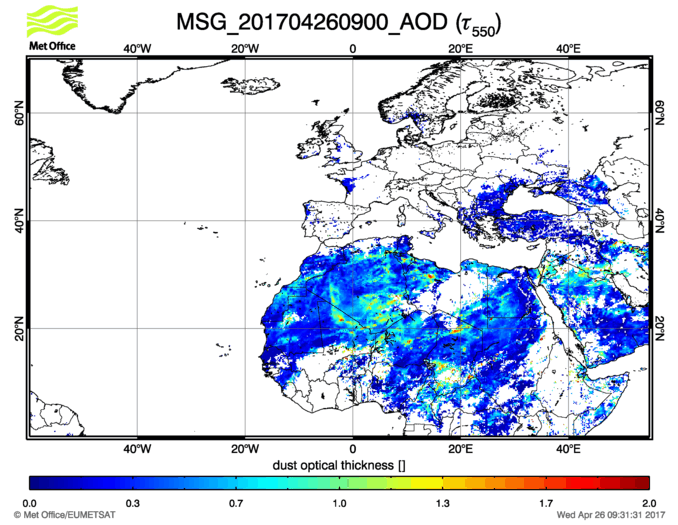 Aerosol Optical Depth - 2017-04-26 09:00