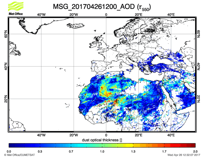 Aerosol Optical Depth - 2017-04-26 12:00