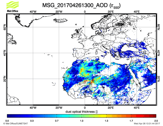 Aerosol Optical Depth - 2017-04-26 13:00