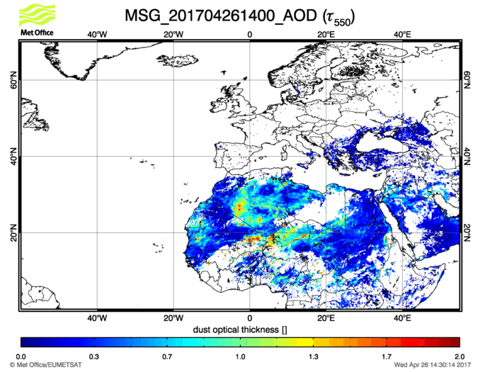 Aerosol Optical Depth - 2017-04-26 14:00