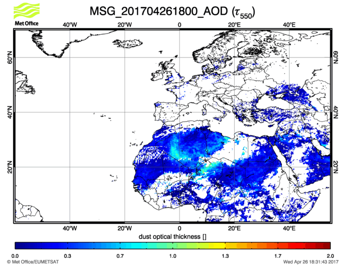 Aerosol Optical Depth - 2017-04-26 18:00