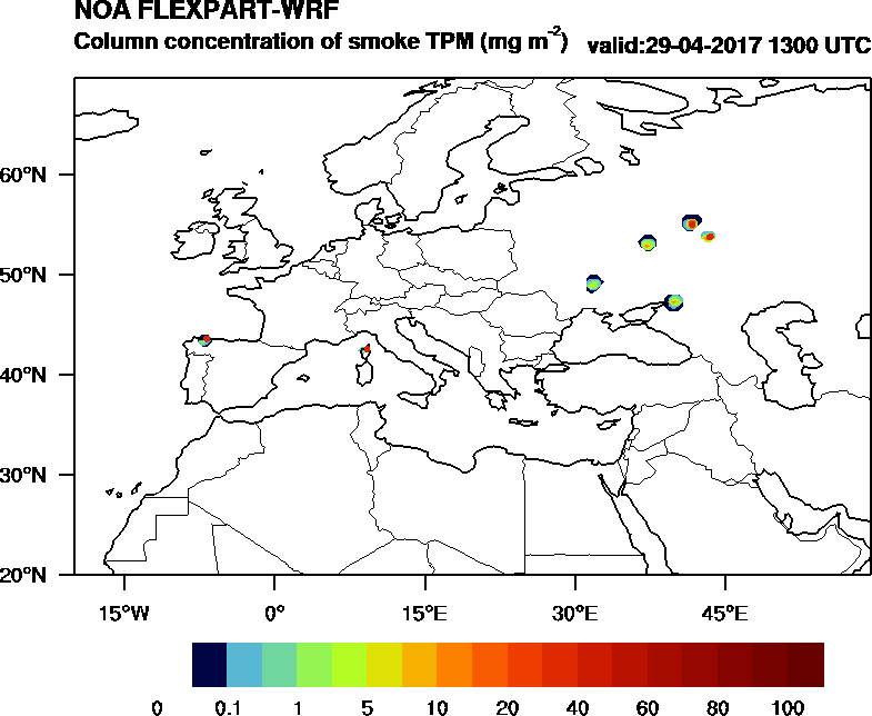 Column concentration of smoke TPM - 2017-04-29 13:00