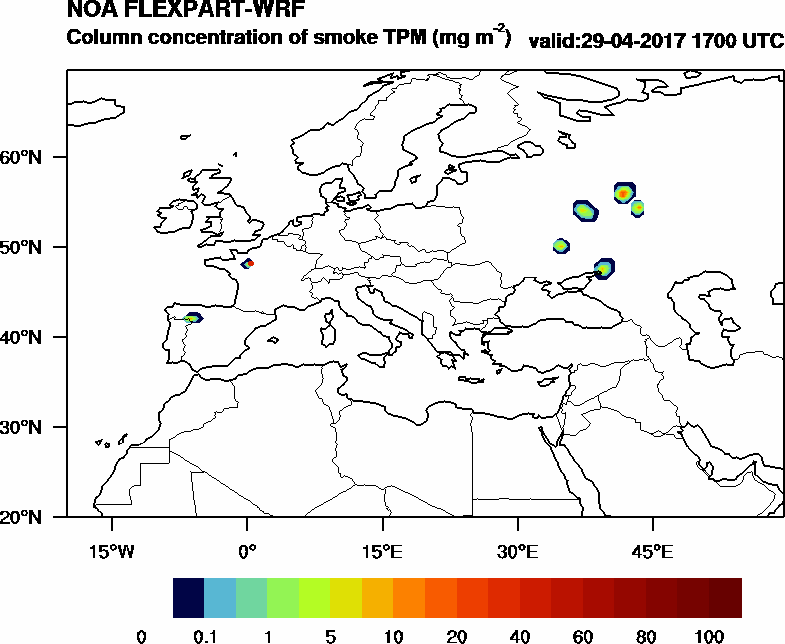 Column concentration of smoke TPM - 2017-04-29 17:00