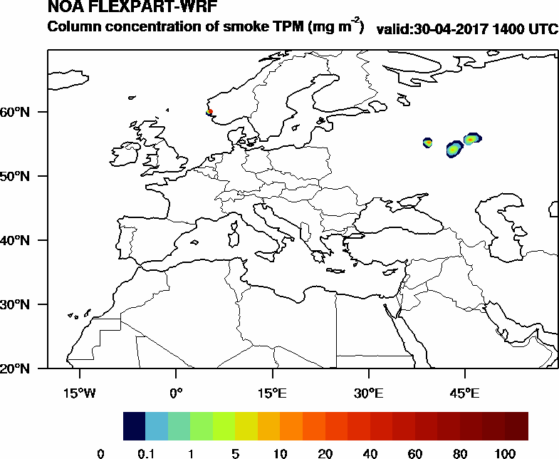 Column concentration of smoke TPM - 2017-04-30 14:00