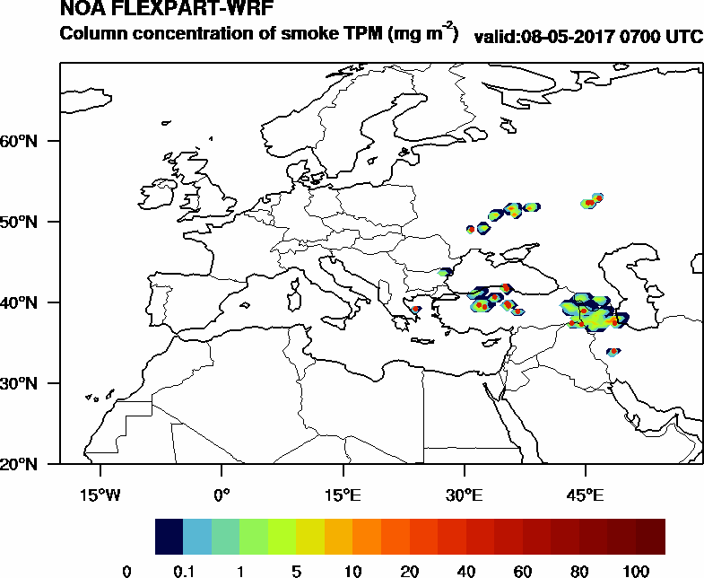 Column concentration of smoke TPM - 2017-05-08 07:00
