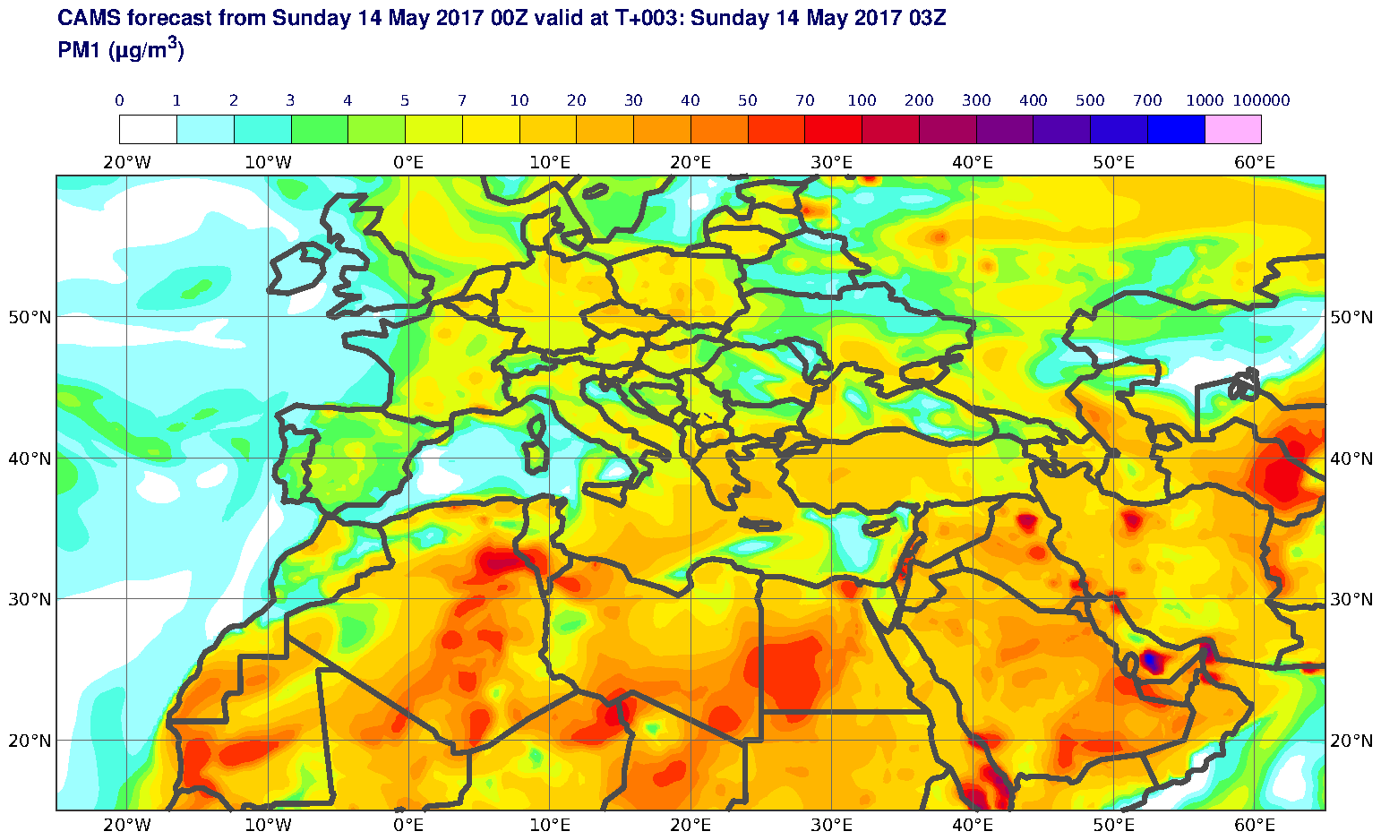 PM1 (μg/m3) valid at T3 - 2017-05-14 03:00