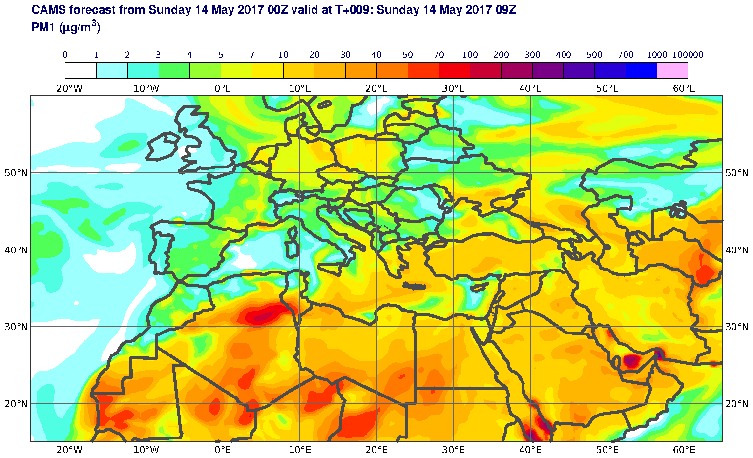 PM1 (μg/m3) valid at T9 - 2017-05-14 09:00