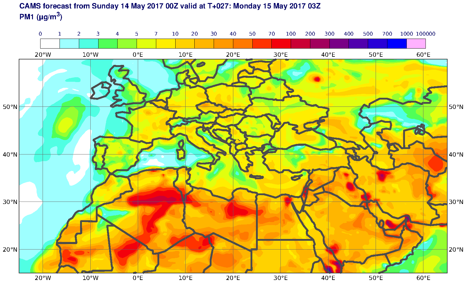 PM1 (μg/m3) valid at T27 - 2017-05-15 03:00