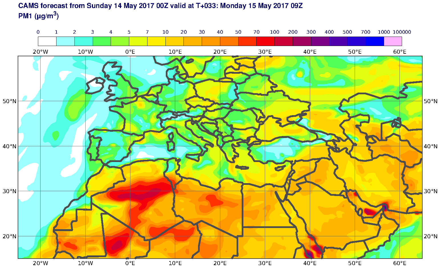 PM1 (μg/m3) valid at T33 - 2017-05-15 09:00