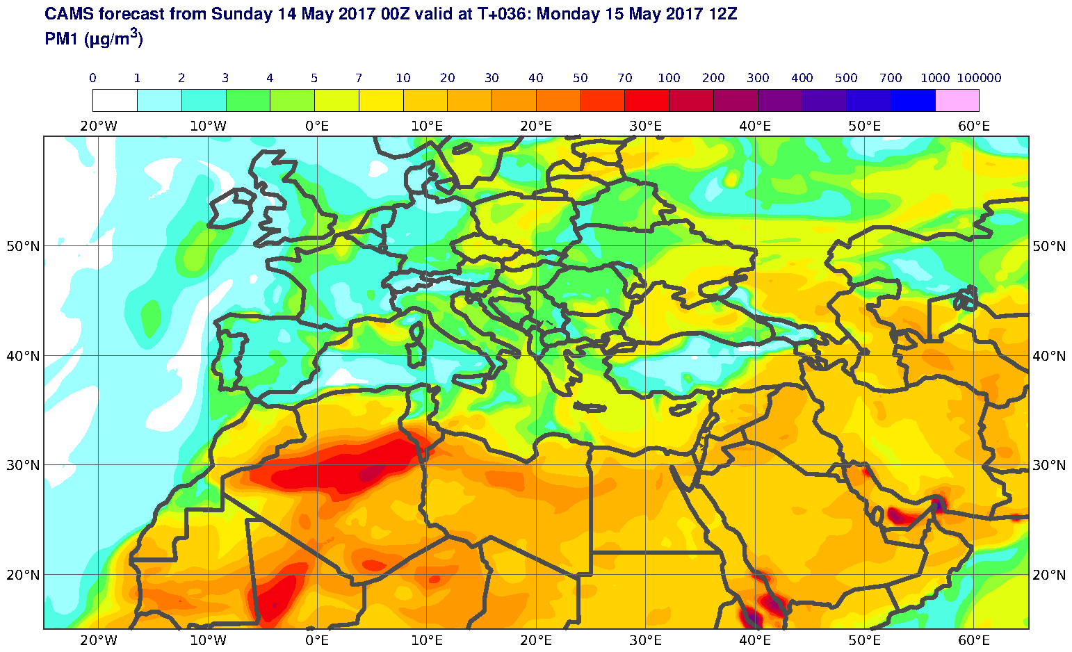 PM1 (μg/m3) valid at T36 - 2017-05-15 12:00