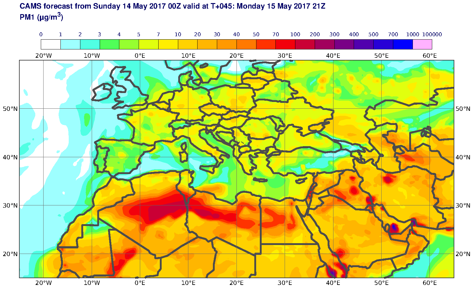 PM1 (μg/m3) valid at T45 - 2017-05-15 21:00