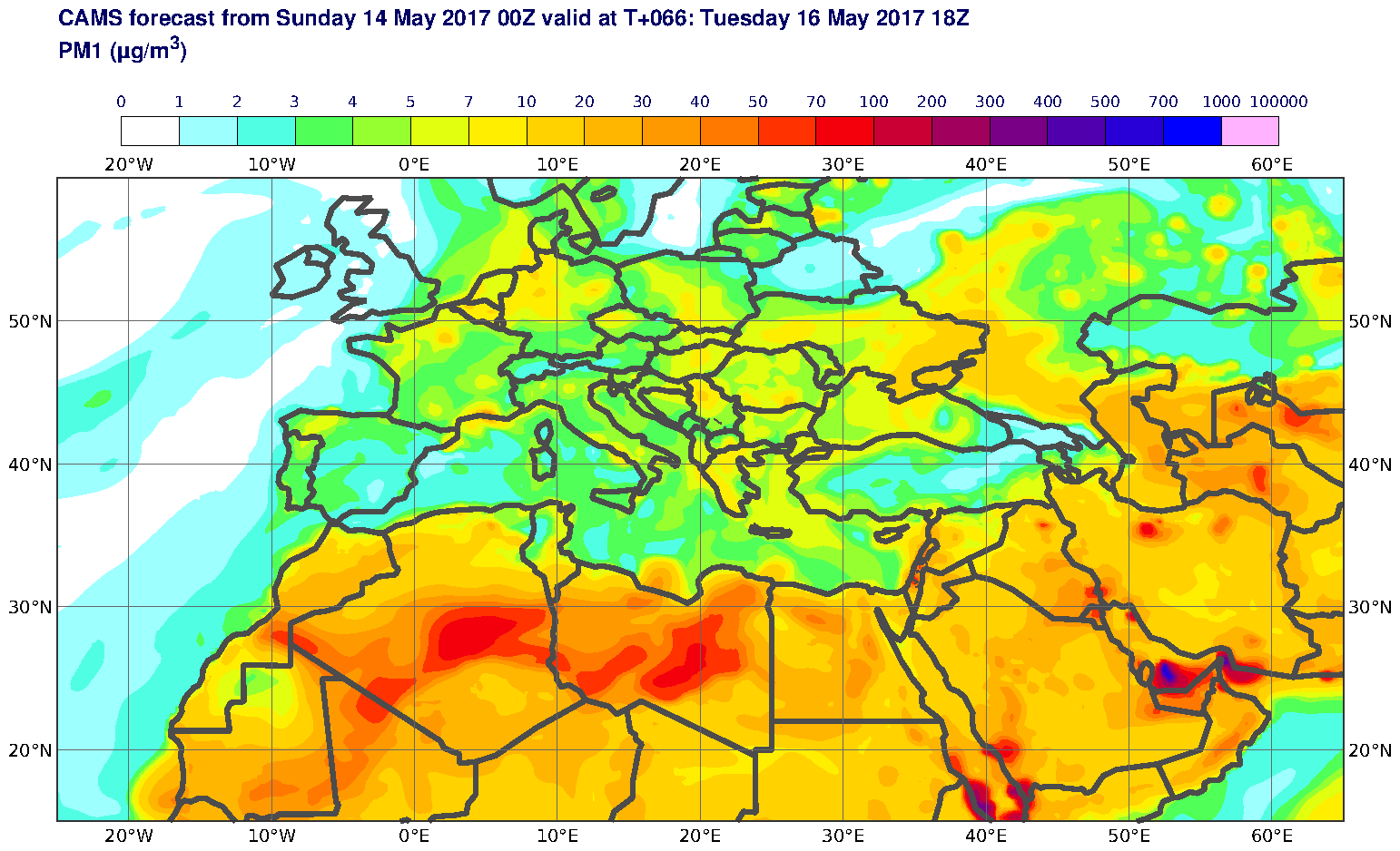 PM1 (μg/m3) valid at T66 - 2017-05-16 18:00