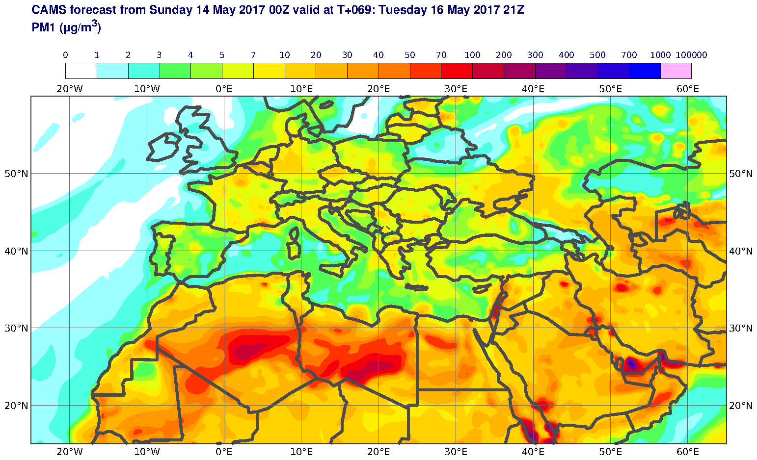 PM1 (μg/m3) valid at T69 - 2017-05-16 21:00