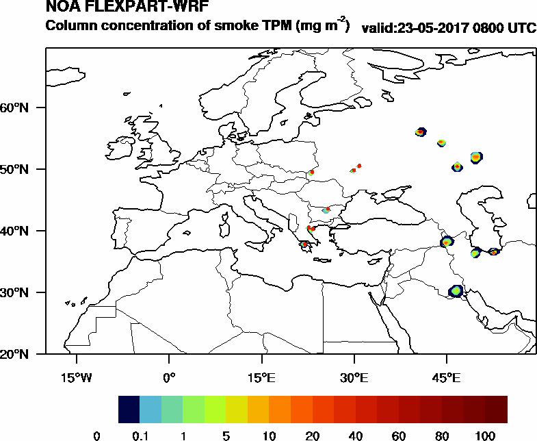 Column concentration of smoke TPM - 2017-05-23 08:00