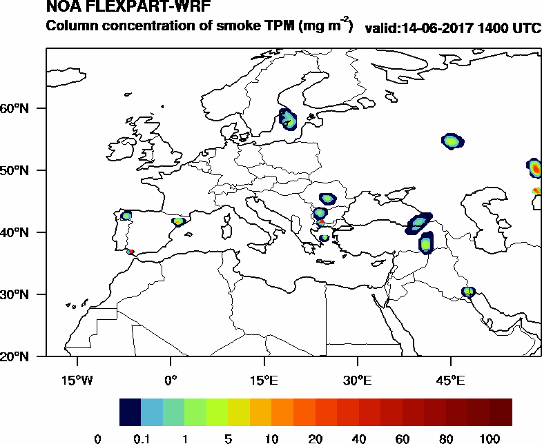 Column concentration of smoke TPM - 2017-06-14 14:00