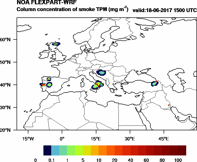 Column concentration of smoke TPM - 2017-06-18 15:00
