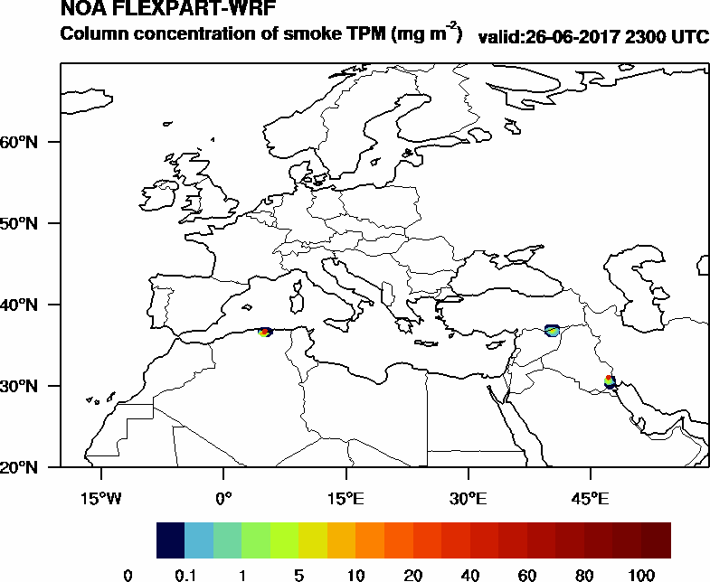 Column concentration of smoke TPM - 2017-06-26 23:00