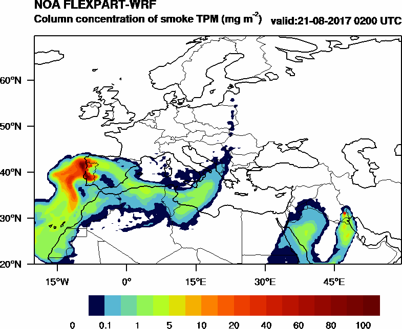Column concentration of smoke TPM - 2017-08-21 02:00