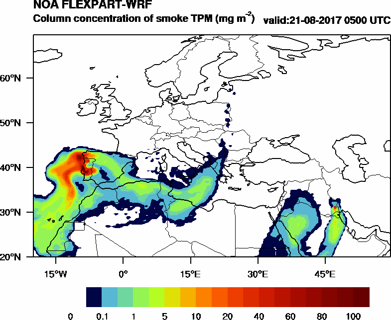 Column concentration of smoke TPM - 2017-08-21 05:00