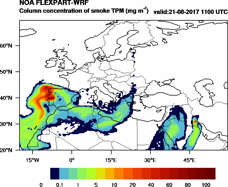 Column concentration of smoke TPM - 2017-08-21 11:00