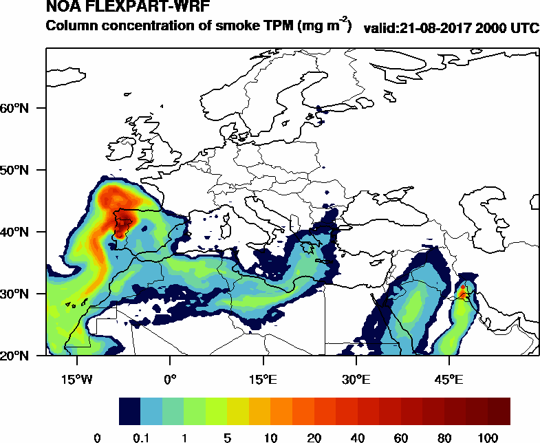 Column concentration of smoke TPM - 2017-08-21 20:00