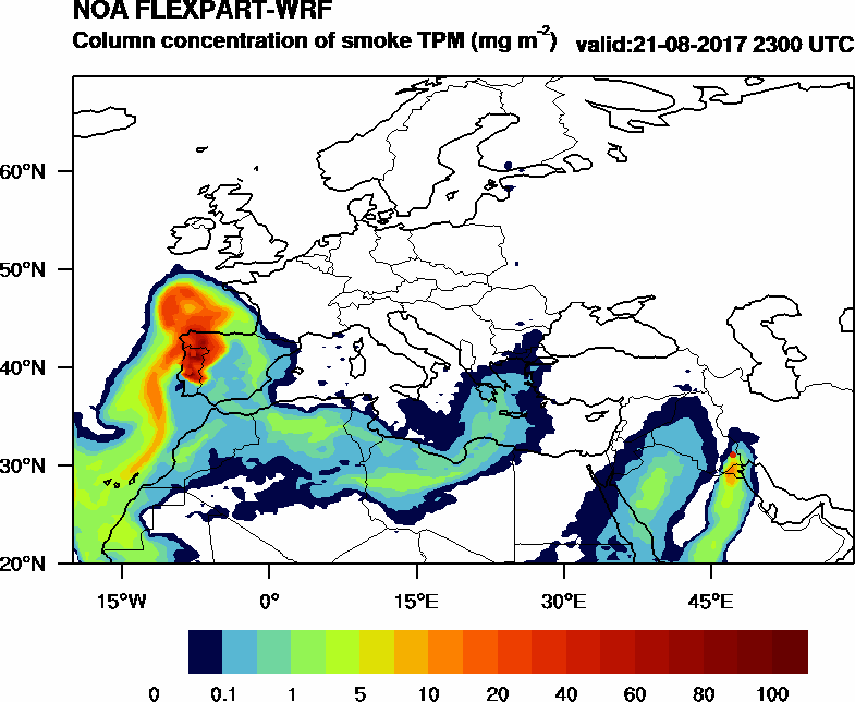 Column concentration of smoke TPM - 2017-08-21 23:00