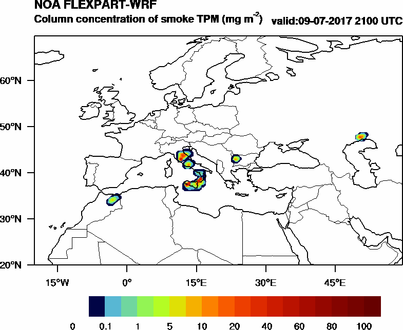 Column concentration of smoke TPM - 2017-07-09 21:00