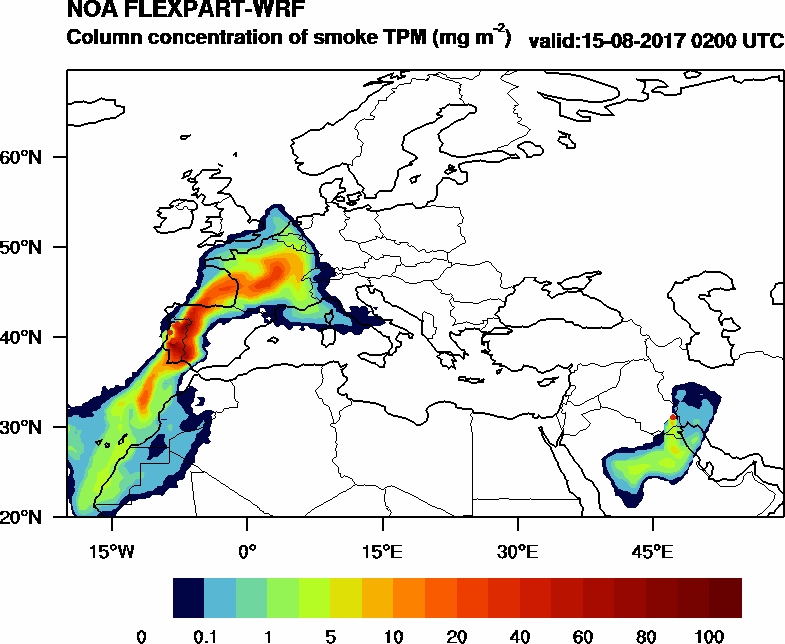 Column concentration of smoke TPM - 2017-08-15 02:00