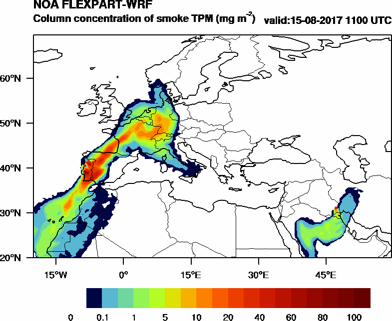 Column concentration of smoke TPM - 2017-08-15 11:00