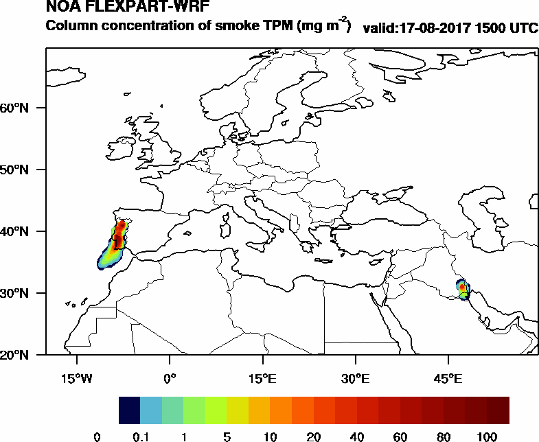 Column concentration of smoke TPM - 2017-08-17 15:00