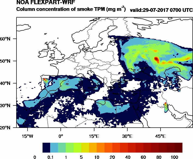 Column concentration of smoke TPM - 2017-07-29 07:00