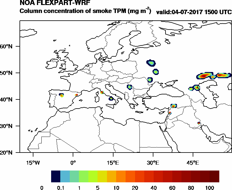 Column concentration of smoke TPM - 2017-07-04 15:00