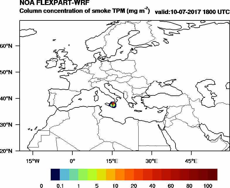 Column concentration of smoke TPM - 2017-07-10 18:00