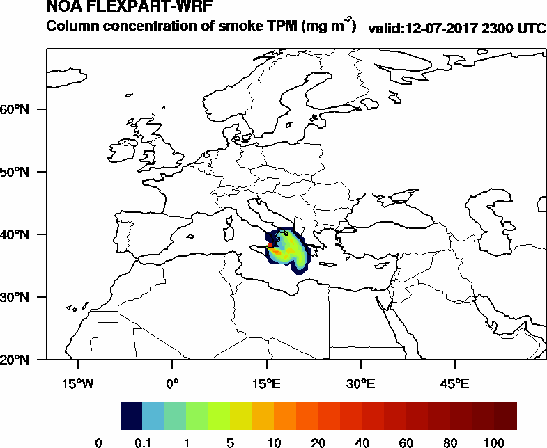 Column concentration of smoke TPM - 2017-07-12 23:00