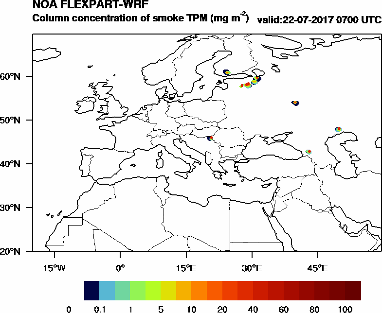 Column concentration of smoke TPM - 2017-07-22 07:00