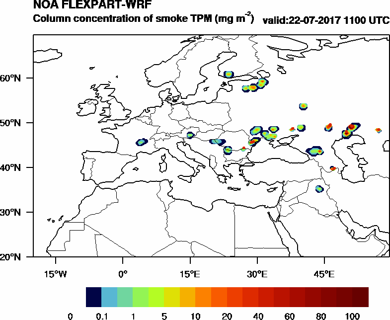 Column concentration of smoke TPM - 2017-07-22 11:00