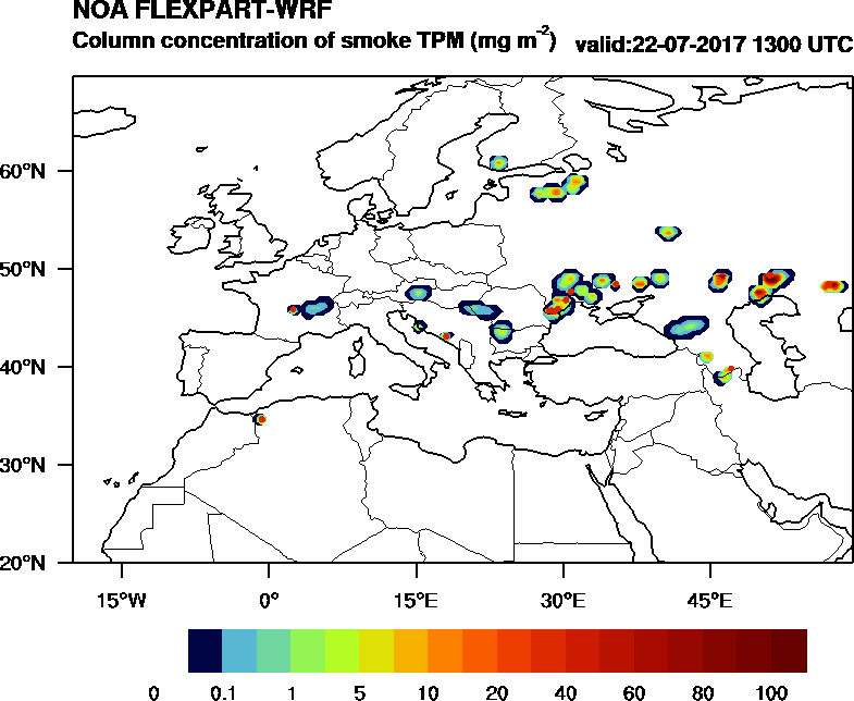 Column concentration of smoke TPM - 2017-07-22 13:00