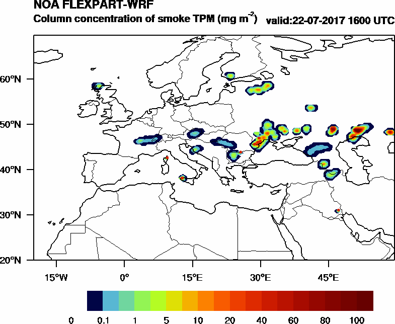 Column concentration of smoke TPM - 2017-07-22 16:00