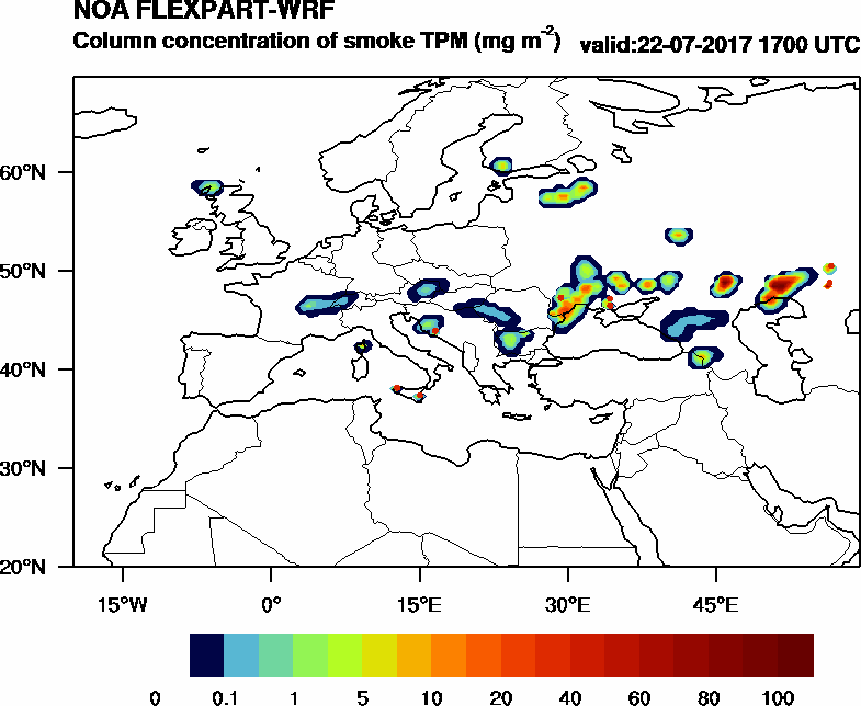 Column concentration of smoke TPM - 2017-07-22 17:00