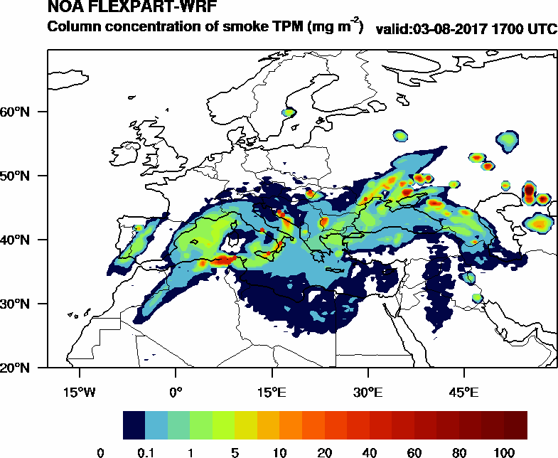 Column concentration of smoke TPM - 2017-08-03 17:00